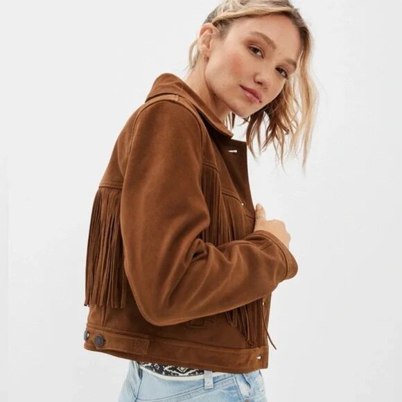 American Eagle Genuine Suede Fringe Jacket - Picture 3 of 8